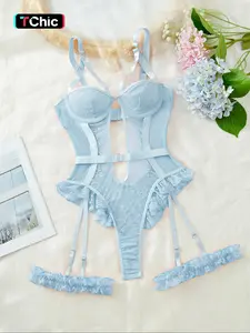 Loungewear set-Women's Sexy Lace Embroidered Lingerie Bodysuit with Underwire Support, Backless Design, Adjustable Straps, Comfortable & Stylish for All Seasons