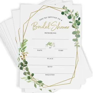 Bridal Shower Invitations and Envelopes, Greenery (Set of 25)