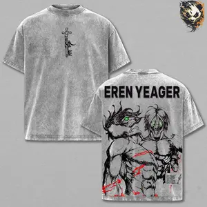 Eren Yeager Tee – Attack on Titan Vintage Washed Oversize T-Shirt
