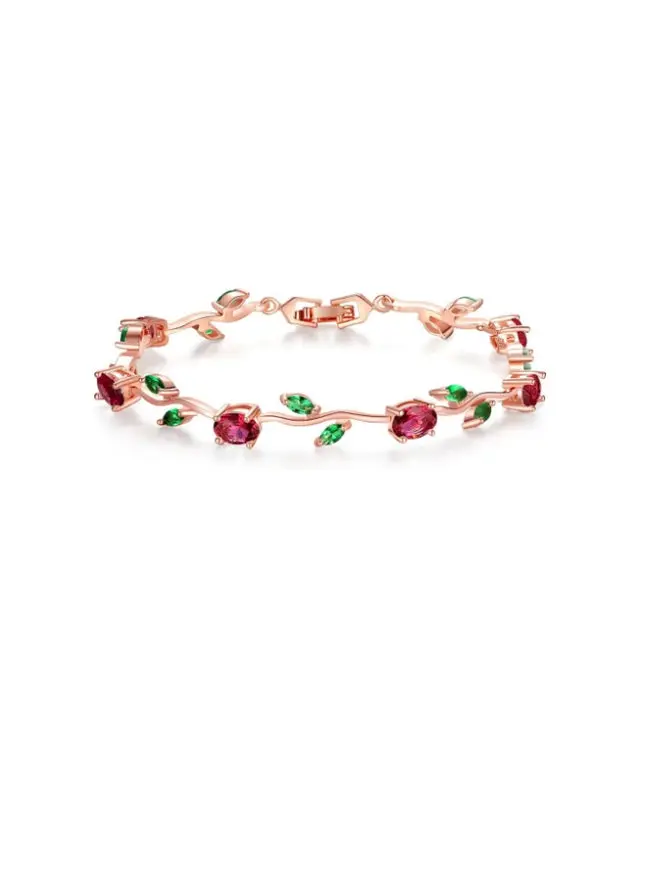 Dainty Gold Plated Exquisite White Flower Design Bracelet - AAA Cubic Zirconia Gemstone Flower Vine, 7-Inch Artificial Gemstone Jewelry Accessory, Exquisite Bracelet
