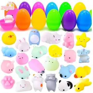 24 Pack Prefilled Easter Eggs with Mochi Squishy Toys – Kawaii Animal Squishies Stress Relief Toys for Kids, Easter Basket Stuffers, Easter Egg Fillers, Easter Hunt Party Favors, Easter Gift