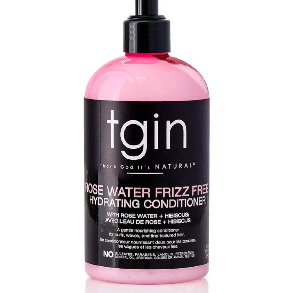 tgin Rose Water Frizz-Free Hydrating Conditioner 13 oz for Curly, Coily, and Wavy Hair