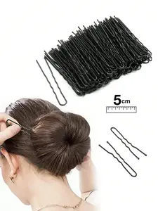 50Pcs Black Hair Styling Pins for Women Girls, U Shaped Hairpins for Hair Bun Updo Twist French Hairstyle Braids,Pin Curls Accessories for Daily Professional Salon Use