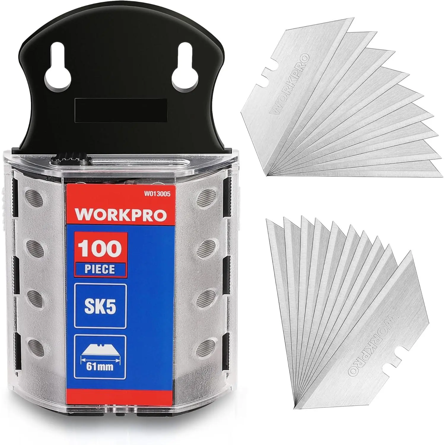 Utility Blades, SK5 Steel, 100-Pack with Dispenser