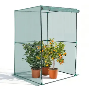 Crop Cage Plant Protection Tent 3.9 X 3.9 X 5.9 Ft With Zippered Door, Wind-Resistant Tall Garden Enclosure For Outdoor Raised Beds, Easy Assembly, UV-Resistant Mesh Netting, Suitable For Tomato, Pepper And Other Garden Plants