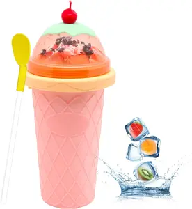 Slushie Maker Cup - DIY Magic Quick Frozen Smoothies for Homemade Milk Shake Ice Cream Maker, Double Layer Squeeze Slushy Maker Cup Kitchen Utensils
