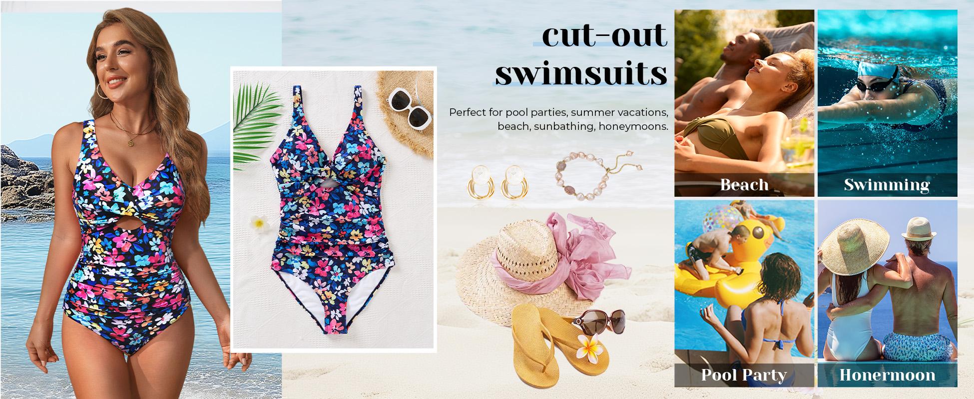 Tempt Me Women One Piece Swimsuits - Tummy Control Cutout Bathing Suit V Neck Twist Front Swimwear 2026