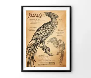 Phoenix Poster, HP Poster, HP Wall Hanging, HP Magic Animal Poster, Potterhead Home Decor, HP Wall Decor, Wizard World Poster 395917