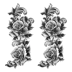 2 Realistic Floral Temporary Tattoos for Women, Beautiful Body Art Designs for Girls, Perfect for Adults and Special Occasions, Sticker Tattoos, Flowers