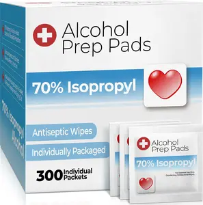 Alcohol Wipes individually Wrapped - 300 Pack Isopropyl Alcohol Wipes