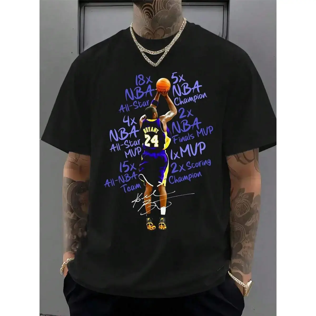 Kob.E Bryant |     Artistic Lakers Basketball Print Classic T-Shirt |     Popular Classic Apparel For Kobe Fans |     100%25 Cotton Printed Crew Neck Unisex Short-Sleeve T-Shirt |     European And American Fashion Brand Printed Base Layer Shirt