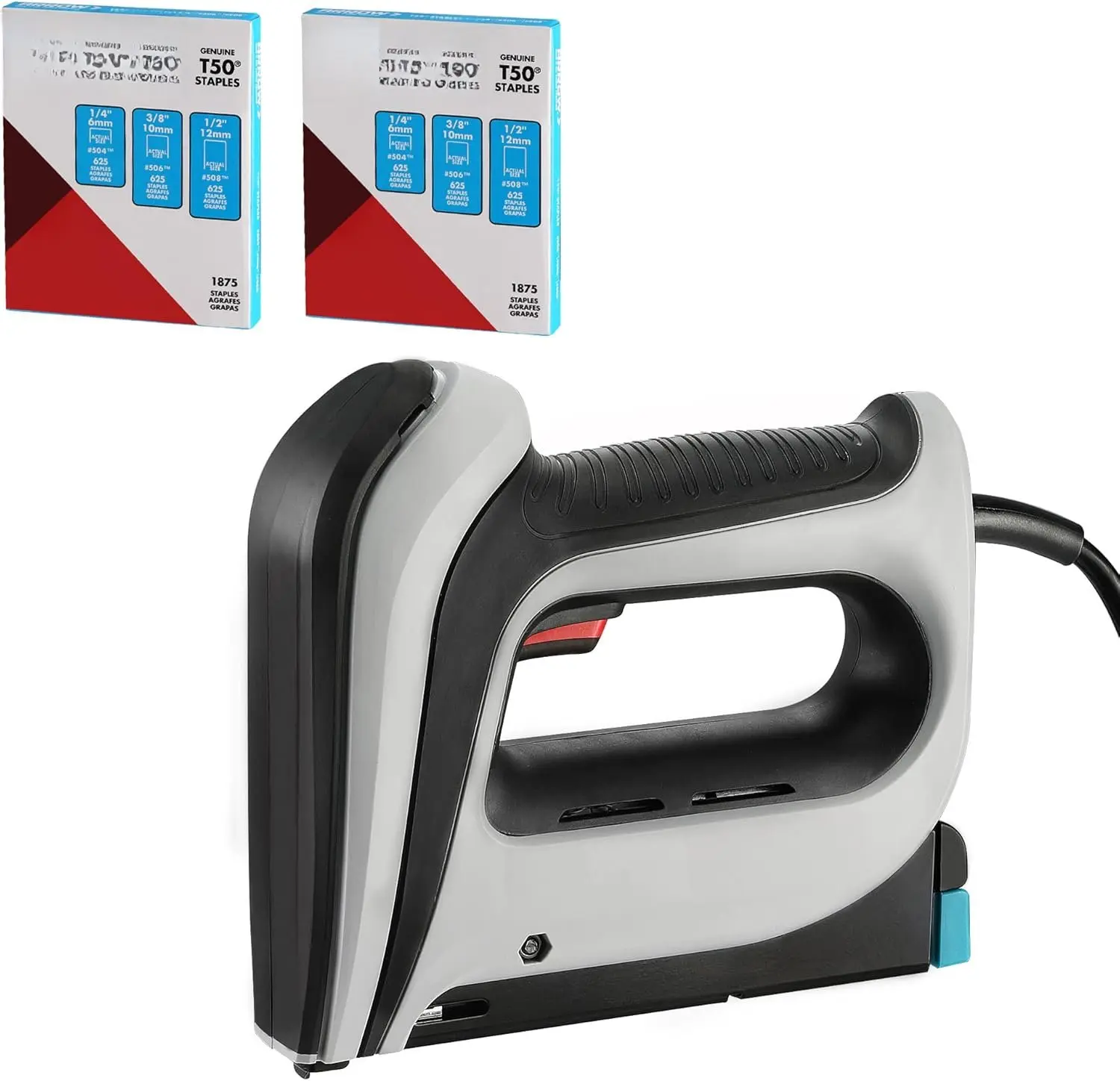 Corded Electric Stapler Kit T50ACD with 3750-Count 1/4", 3/8", 1/2" T50 Staples, Comfortable Grip, Contact Safety Trigger, Quick-Release Mechanism, 60 Staples Per Minute, for Upholstery, Decorating, Flat Surfaces Projects