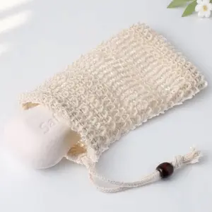 Hanging Bath Soap Foaming Net, 1 Count Reusable Organic Cotton Soap Bag, Bathroom Kitchen Draining Storage Bag, Travel Portable Soap Box, Personal, Exfoliating Mesh, Exfoliating Net Loofah, Exfoliating Net Sponges, Exfoliating Bath Washcloth