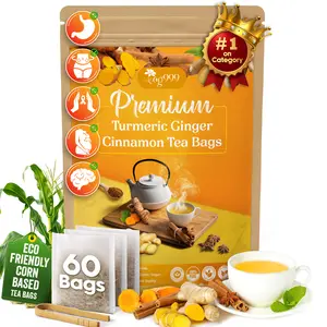 【FreshDrinkUS】 New Packaging Turmeric Ginger Cinnamon Tea, 100% Natural, Anti-Inflammatea. Eco-conscious Tea Bags. Turmeric Ginger Herbal Tea. No Caffeine, No Gluten, Vegan. antiinflamma tea, looseleaf tea Beverage anti in flama tea ginger caffeine free