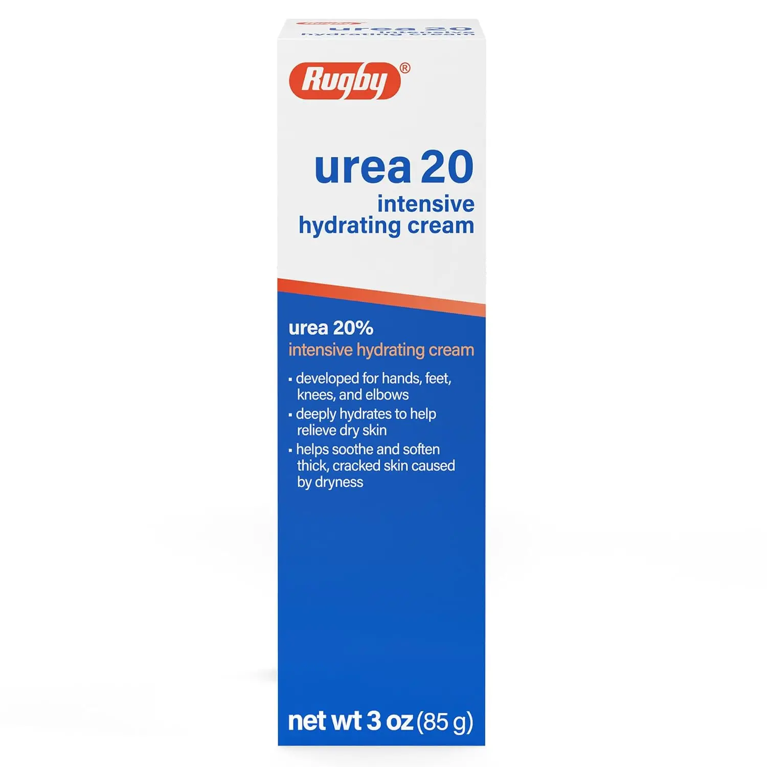 Rugby Urea 20% Intensive Hydrating Cream - Urea Cream for Feet, Hands, Knees, and Elbows - 3 Oz (1 Pack)