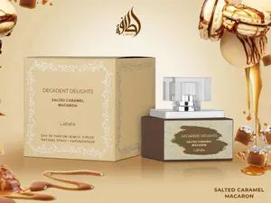 Lattafa Decadent Delights Salted Caramel Macaron Eau de Parfum 1.7oz EDP for UNISEX Natural Spray Sweet Sophisticated Aroma
