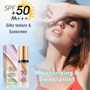 3 In 1Primer for Face Before Makeup,Sunscreen Isolation Cream, SPF 50, One Step Color Corrector Face Primer, Blurs Imperfections Oil Control & Moisturizing Skin Tone Correcting,Radiance Skin Purple Moisturizer Cosmetic Moisture Hydrate