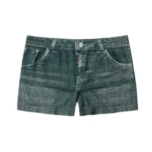 Women's European-Size Seamless Mock Denim High-Elastic Breathable Middle-Waist Short Chic Boxer Briefs - Lady's Elegant Minimalist Basic Shapewear Innerwear Suitable for Inner or Outer Wear