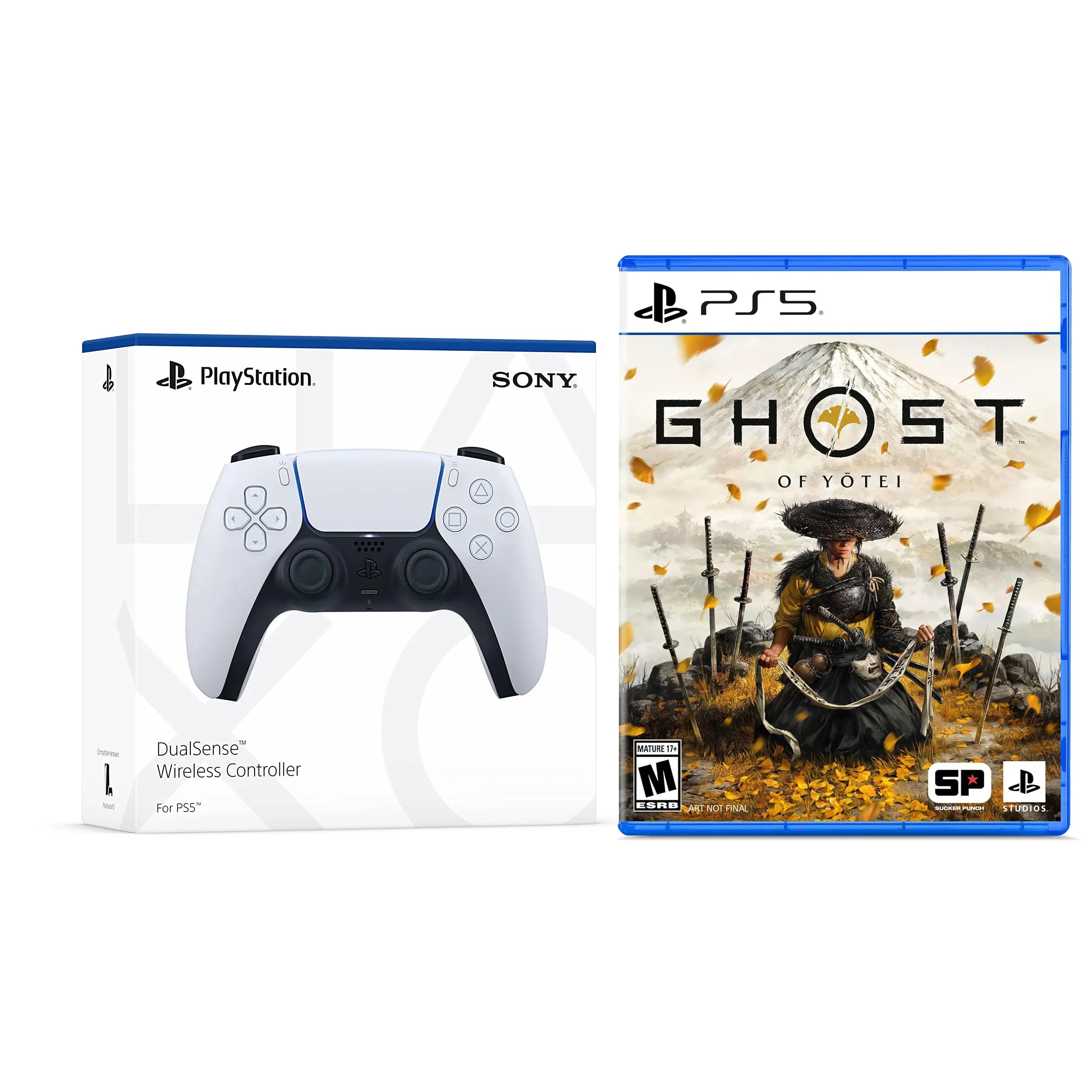 Sony PlayStation 5 DualSense Wireless Controller White with Ghost of Yotei Bundle