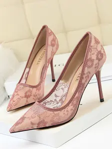 Romantic Lace Elegant Pointed Toe High Heels, Women, French Elegance, Fine Lace Pattern, Slimming Design, Multiple Colors Available, Stylish, Fashion, Classy