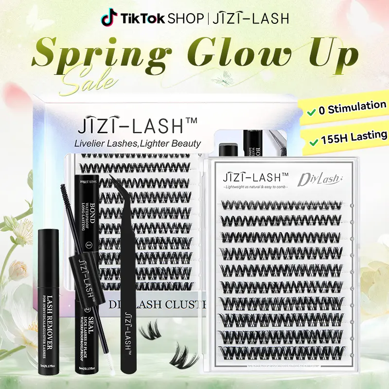 JIZI-LASH A109 Medusa Manga Lash Clusters, Buy 1 Get 1 Free, Wispy Faux Mink DIY Lash Extensions, Waterproof, Reusable, Invisible Band, Mixed Length, Natural Volume, Beginner Friendly, Ultra-Dense Individual Cluster Lashes