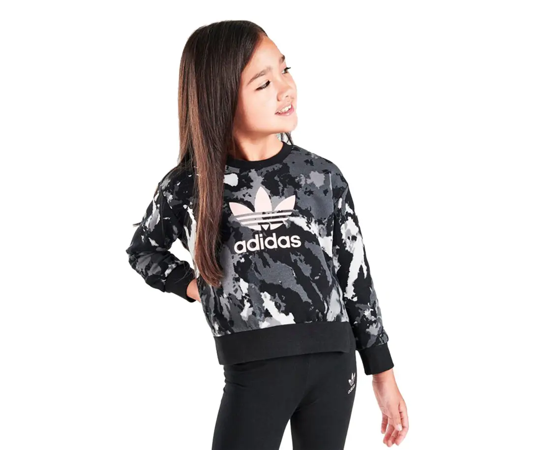Adidas Originals Tie-Dye Crewneck Sweatshirt and Leggings Girls Clothing Set, Athletic, Casual Set