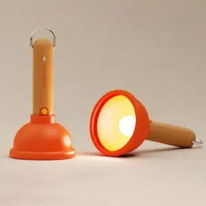 Joytutus Toilet Plunger Shaped Night Light Eye-Caring Soft Glow Timer Switch Stepless Dimming Silicone Bedside Ambient Lamp for Relaxing Atmosphere