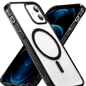 Magnetic Case for iPhone 12 and 12pro with Matte Black Finish & Screen Protector Included
