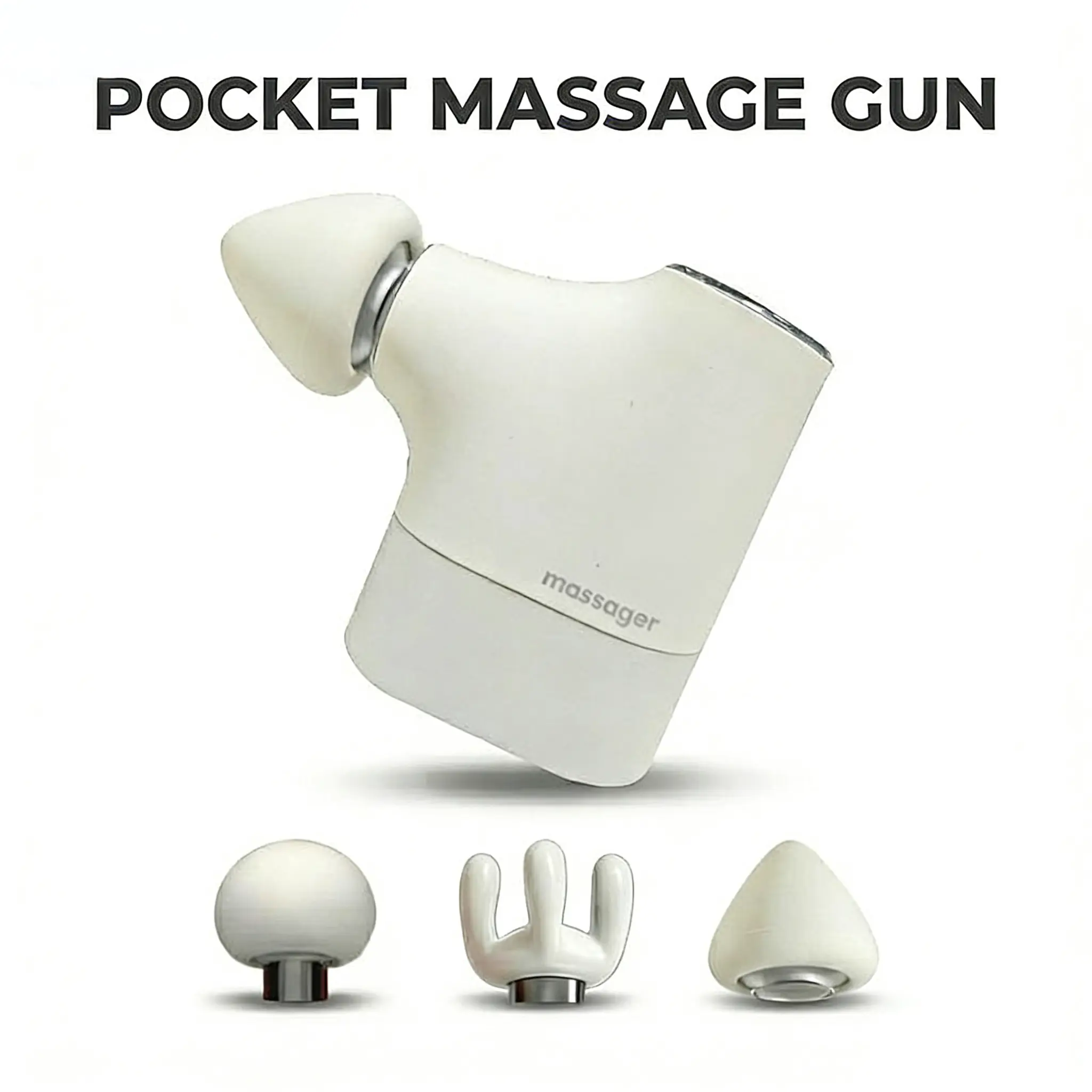 Mini Portable Handheld Massager Cordless 5 Speeds 3 Interchangeable Heads USB Rechargeable Deep Tissue Massager for Head Back Leg Waist Neck White Gift Therapy Lightweight Relaxing