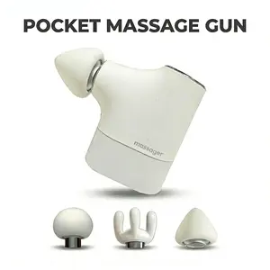 Mini Portable Handheld Massager Cordless 5 Speeds 3 Interchangeable Heads USB Rechargeable Deep Tissue Massager for Head Back Leg Waist Neck White Gift Therapy