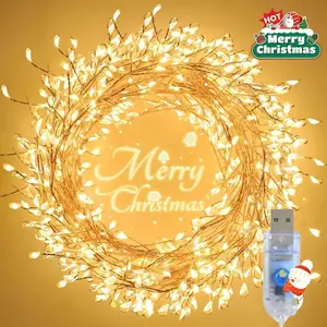 196.85-inch Fairy Tale Copper Wire String Lamp, Remote Control Copper Wire Firecracker String Lamp, USB Powered, Suitable for Indoor, Bedroom, Window, Wedding, Christmas Party Decoration (Warm White)