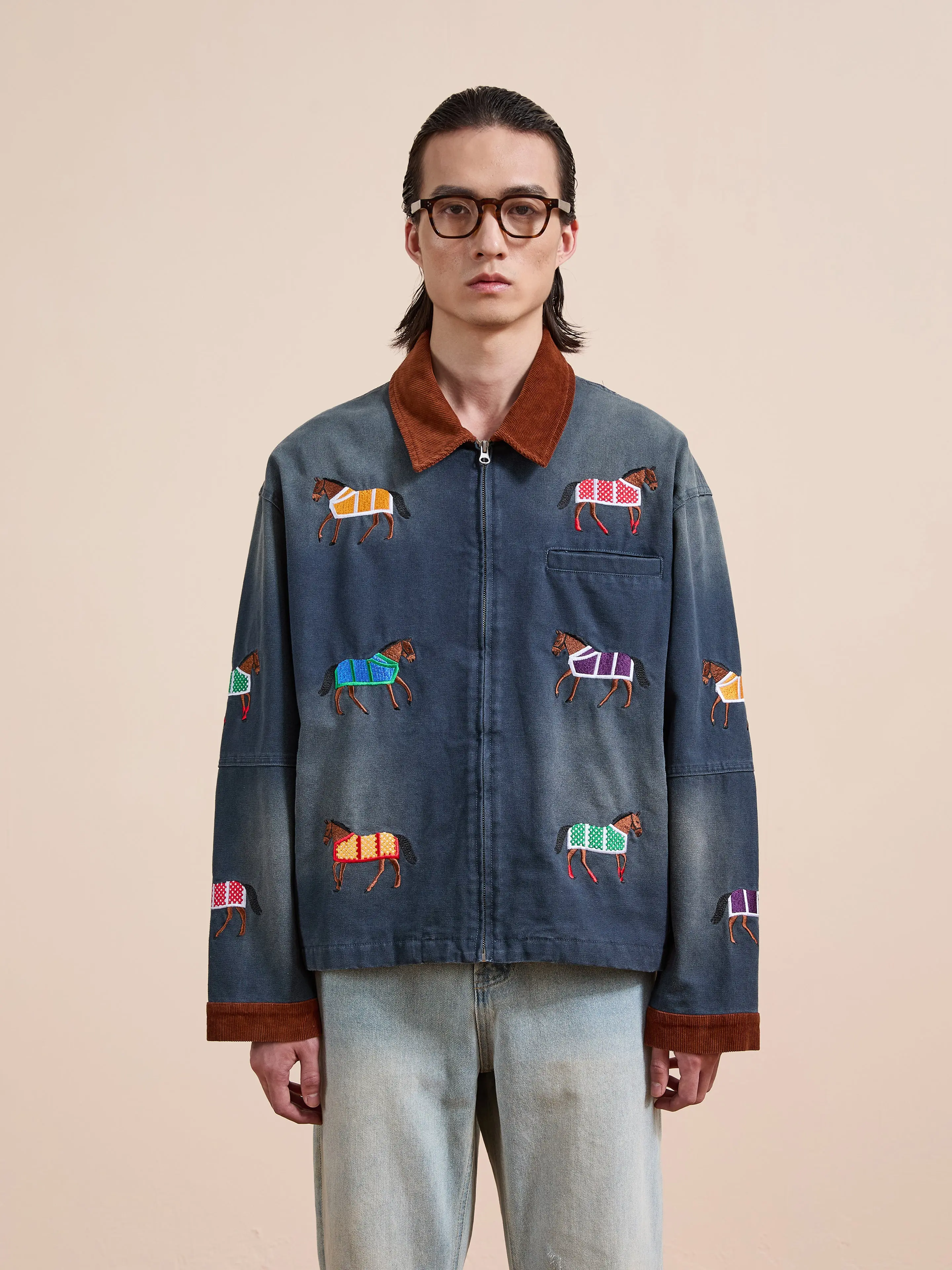 Lariat Horse Embroidered Work Jacket