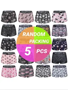 Random Women's All Over Print Boxer Brief, Breathable Comfortable Underwear for Daily Wear, Women's Underwear for All Seasons, Panties, Soft Comfy Panties, Soft Stylish Brief, Fashion Comfy Underwear