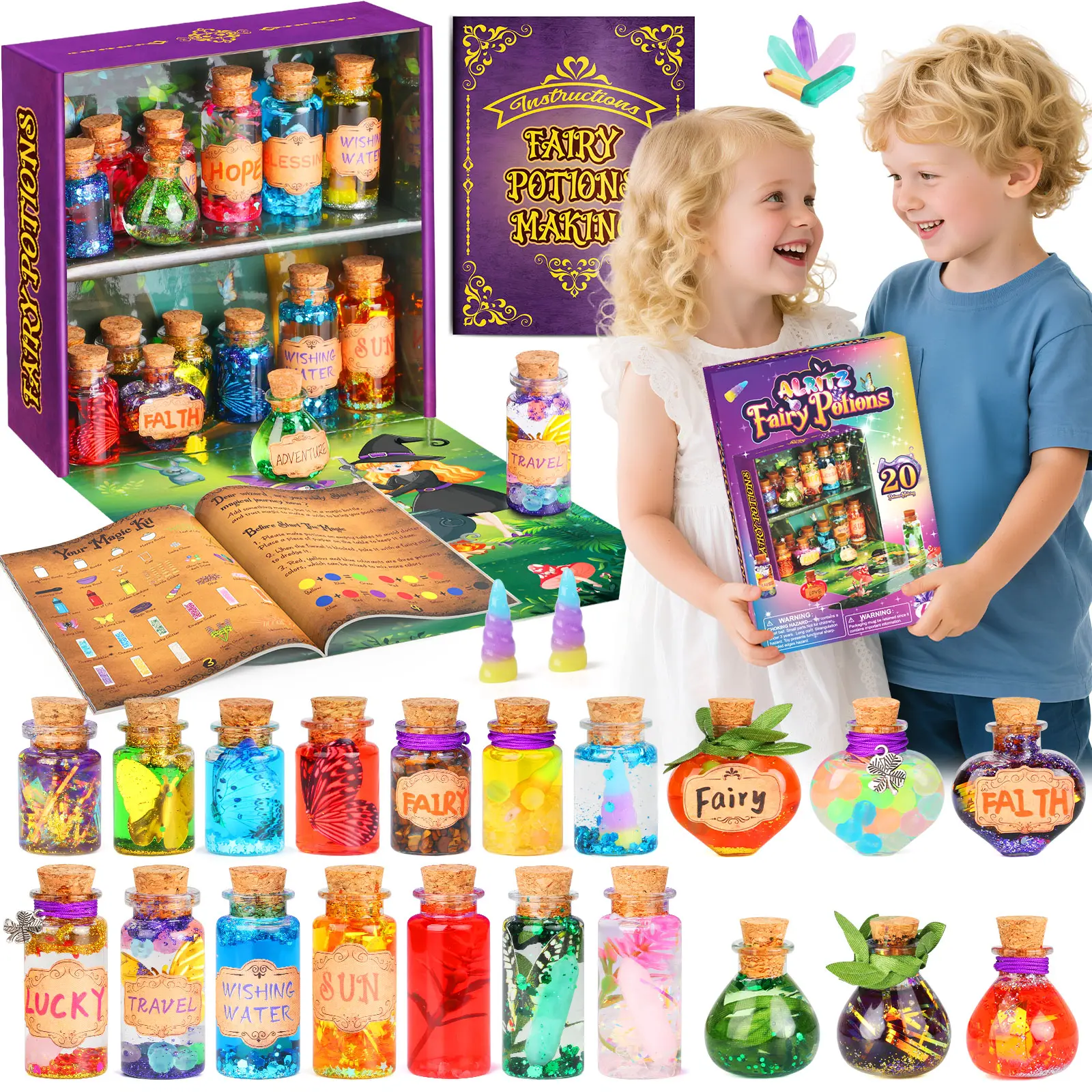 Alritz Magic Potion Kit for Kids DIY Art & Craft Set with 20 Bottles Wizard Dress-Up Toy for Girls and Boys Ages 6+ Perfect for Birthday Gifts Christmas Halloween Party Favors Assortment & Goodie Bag Stuffers outdoorfun