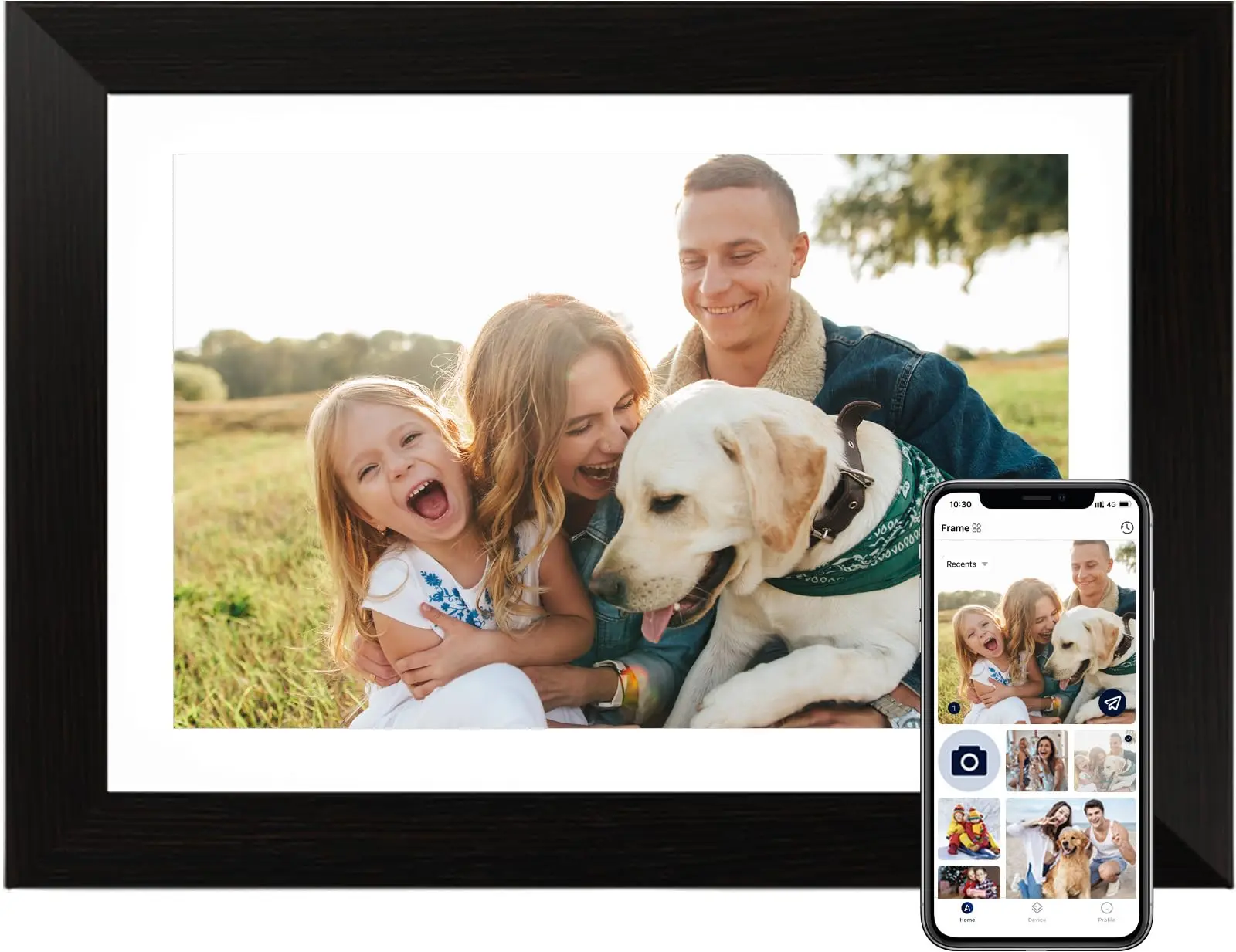 Digital Picture Frame 10.1 Inch WiFi Smart Digital Photo Frame 16GB, Electronic Picture Frame IPS HD Touchscreen with Black Wood Frame, Auto-Rotate Share Photos & Videos via AiMOR App Instantly