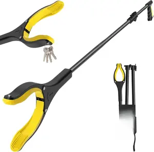 [New Deal] 44 Inch Extra Long Grabber Reacher Tool，Foldable Trash Pick Up Stick for Seniors with Strong Grip Magnetic，360°Rotating Anti-Slip Jaw 4" Wide Claw Opening,Hand Grabber for Reaching