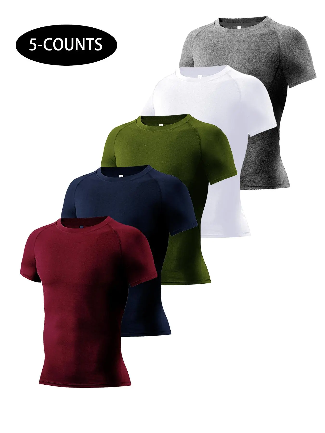 Men's Solid Color Short Sleeve Sports Tee, Quick Drying Breathable T-shirt for Gym Workout Running, Casual Sportswear for Summer, Activewear Clothing