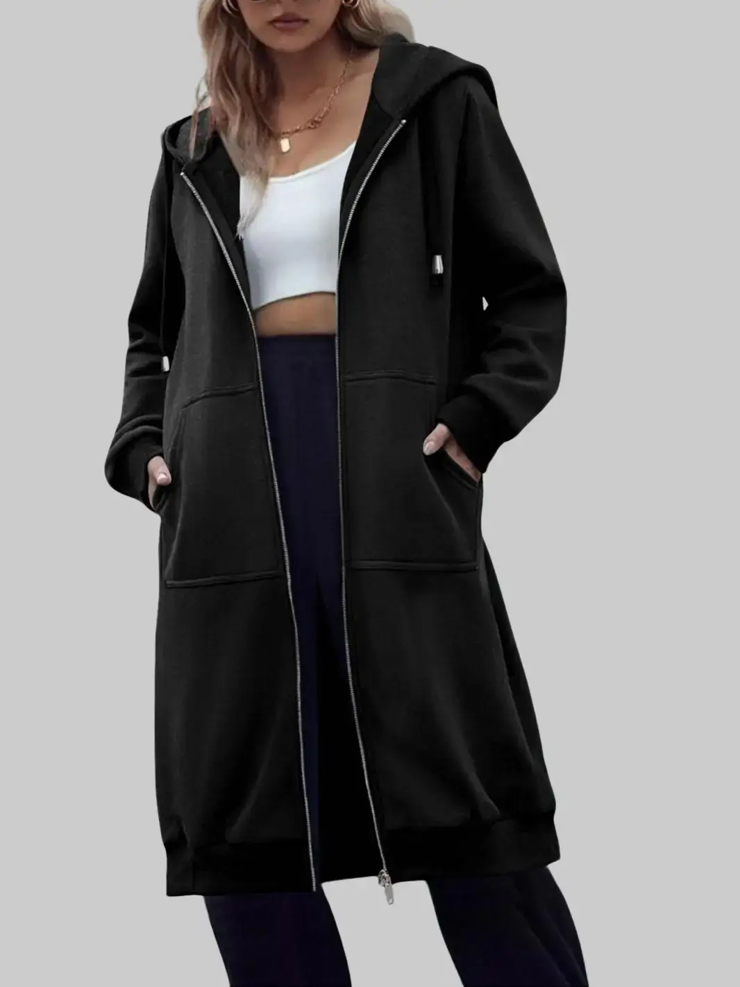 ZEAGOO  Women Casual Zip up Fleece Hoodies Tunic Sweatshirt Long Hoodie Jacket Cotton Long Sleeve fitted striped knitwear summerwins,back to school,back to school shopping