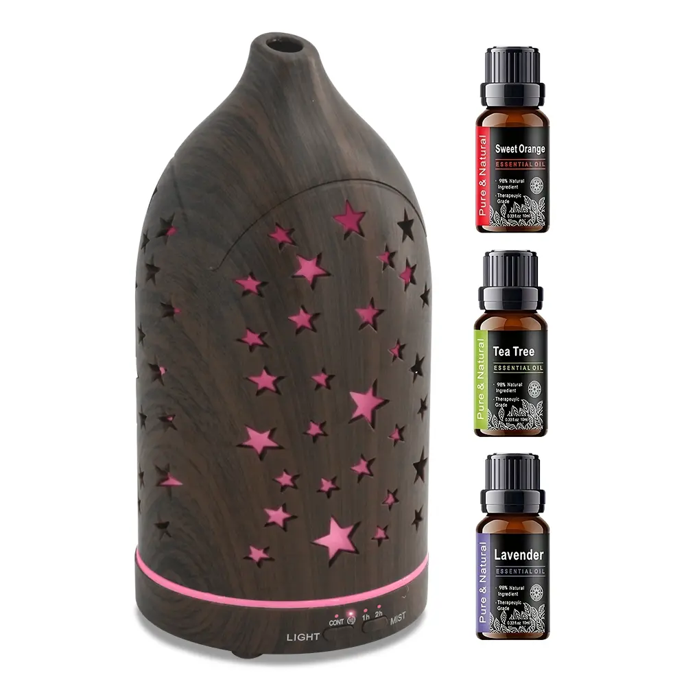 Star Hollow Aroma Diffuser Humidifier - 7 Color-Changing LED-Lit Aromatherapy Machine, Whisper-Quiet BPA-Free Desk Option for Office & Home, Fragrance Aroma Humidifier Diffusers