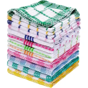 12 count Kitchen Dish Cloths for Washing Dishes Cleaning Cloth Absorbent Dish Rags Drying Cleaning Towels for Scrubbing Wipe Glass  and Kitchen(Bright Color,13.8'' X 13.8'', 11.8 x 11.8'')