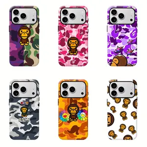 Bape camouflage rugged case for iPhone 17/16/15/14/13/12/11 Pro Max - modern design with Milo heart, the perfect gift for him/her.