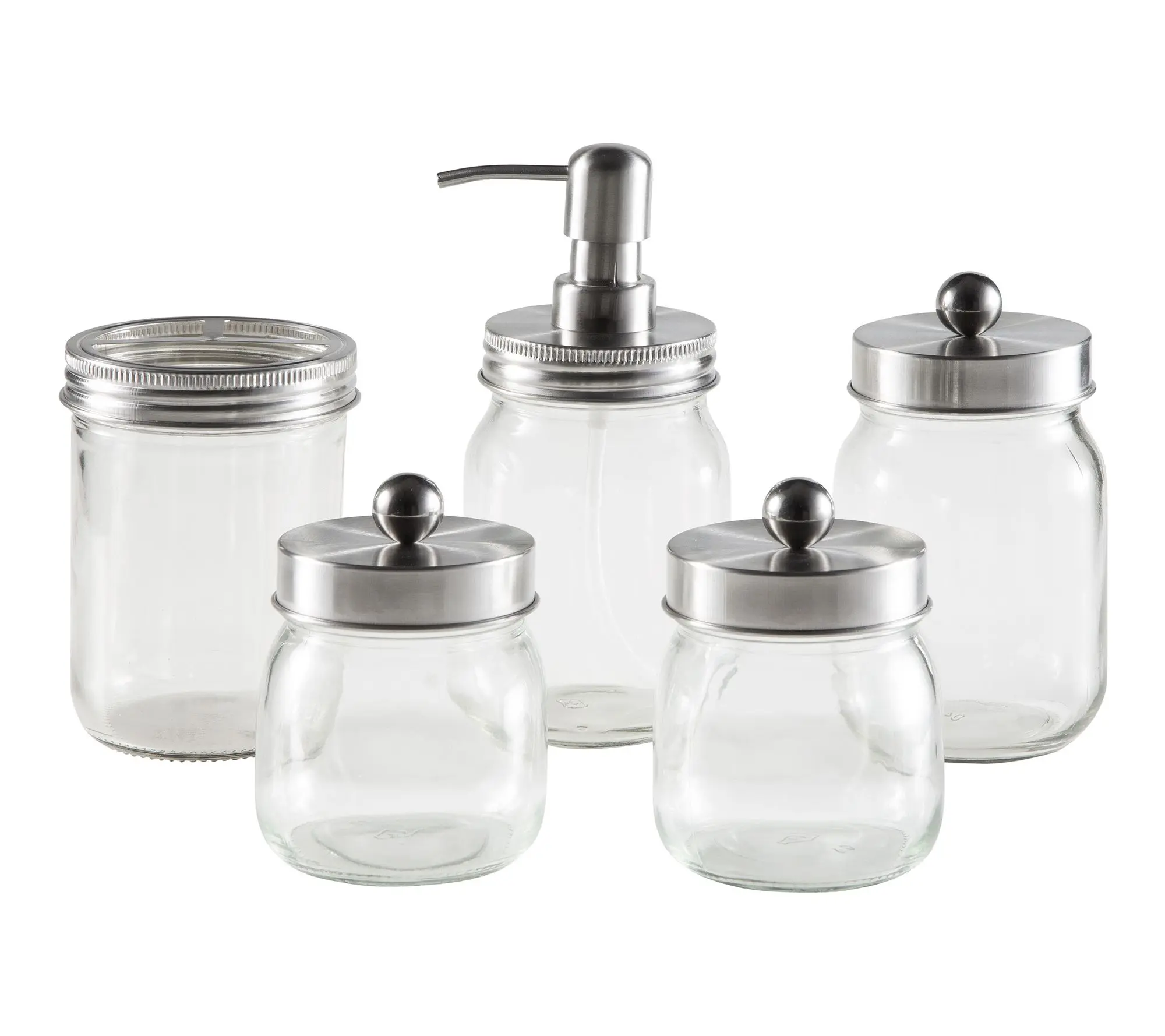 Home-Complete 5-Piece Mason Jar Bathroom Accessories Set