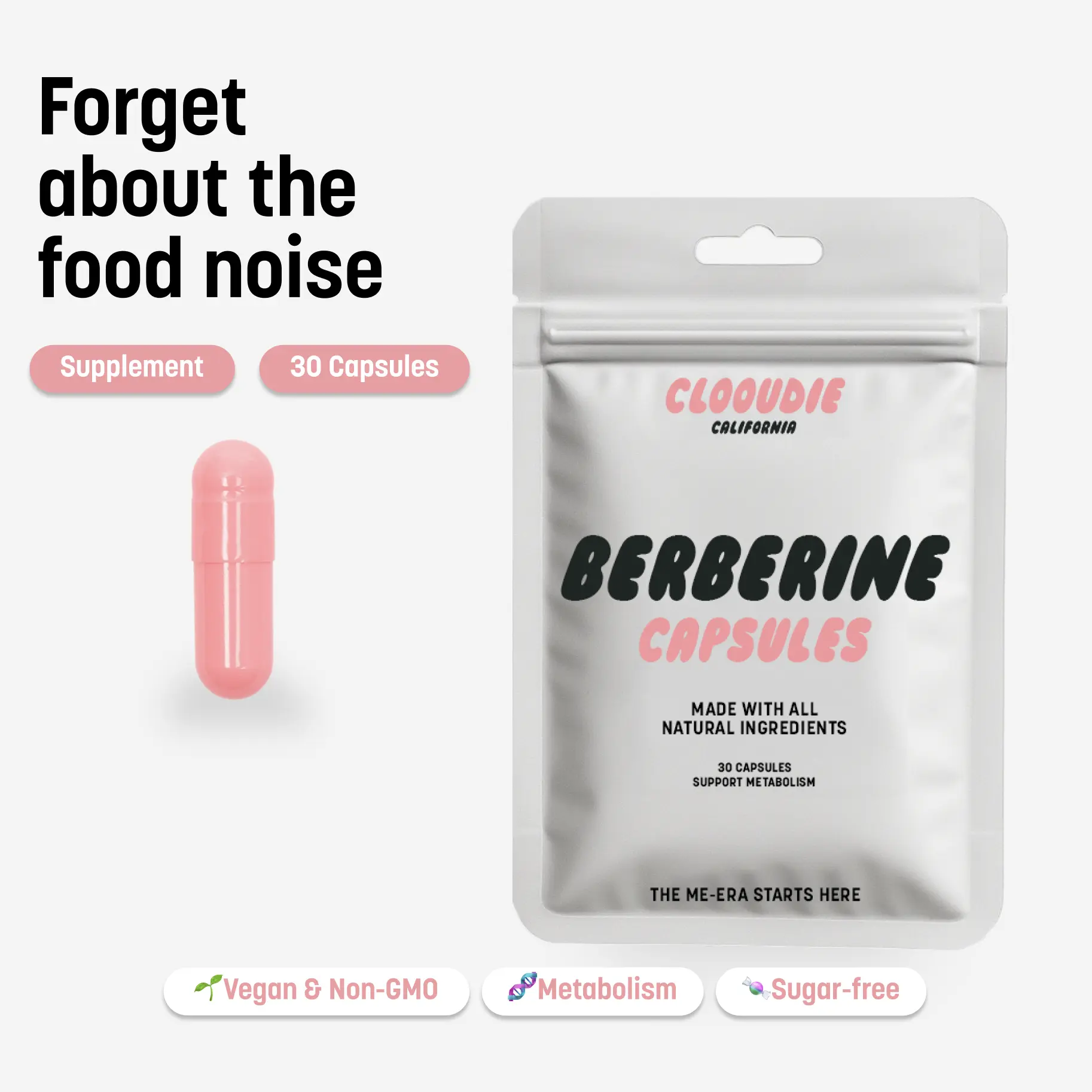 Clooudie｜Berberine Capsules｜Support Metabolism, Berberine, Vegan, 30 Capsules