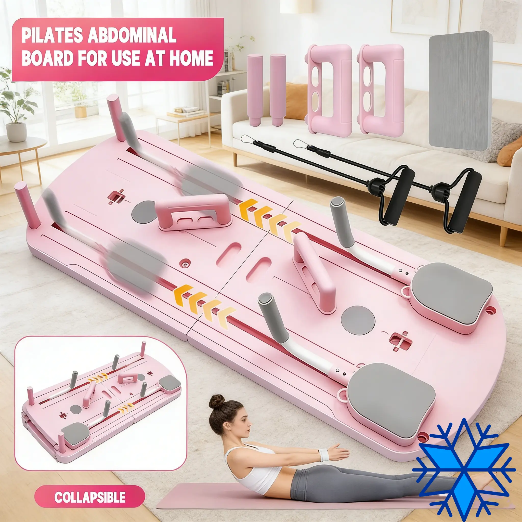 8-in-1 Multifunctional Folding Board - PP Material, Deformation-Resistant, Safe & Reliable, with Workout Bands, Home Gym Equipment for Resistance Band & Home Use, Summer Essential Gift#tiktokshopsummersale