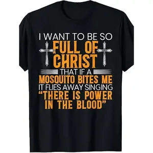 Men's Oversized Funny Christian Religious Servant of God Faithful T-Shirt - Black Round Neck Short Sleeve Menswear, Soft Breathable Cotton, Casual Humor Personality Vintage Graphic Top, Plus Size Comfortable Clothing
