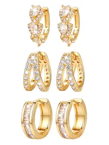 3-pair earrings set of niche exquisite earrings for women, fashionable and elegant jewelry， Mother's Day gifts,teenage girl accessories, Casual Trendy Jewelry，accessories for women，birthday gifts for gf,14k gold-plated