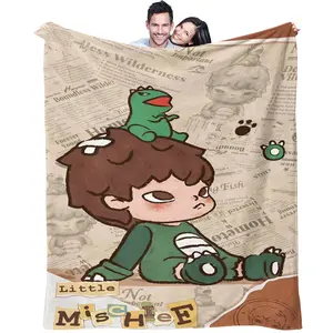 Hirono Pattern Plush Throw Blanket for All Seasons, Ideal for Bed, Sofa, Car, Home Decor, Perfect Gift with Single-Sided Print