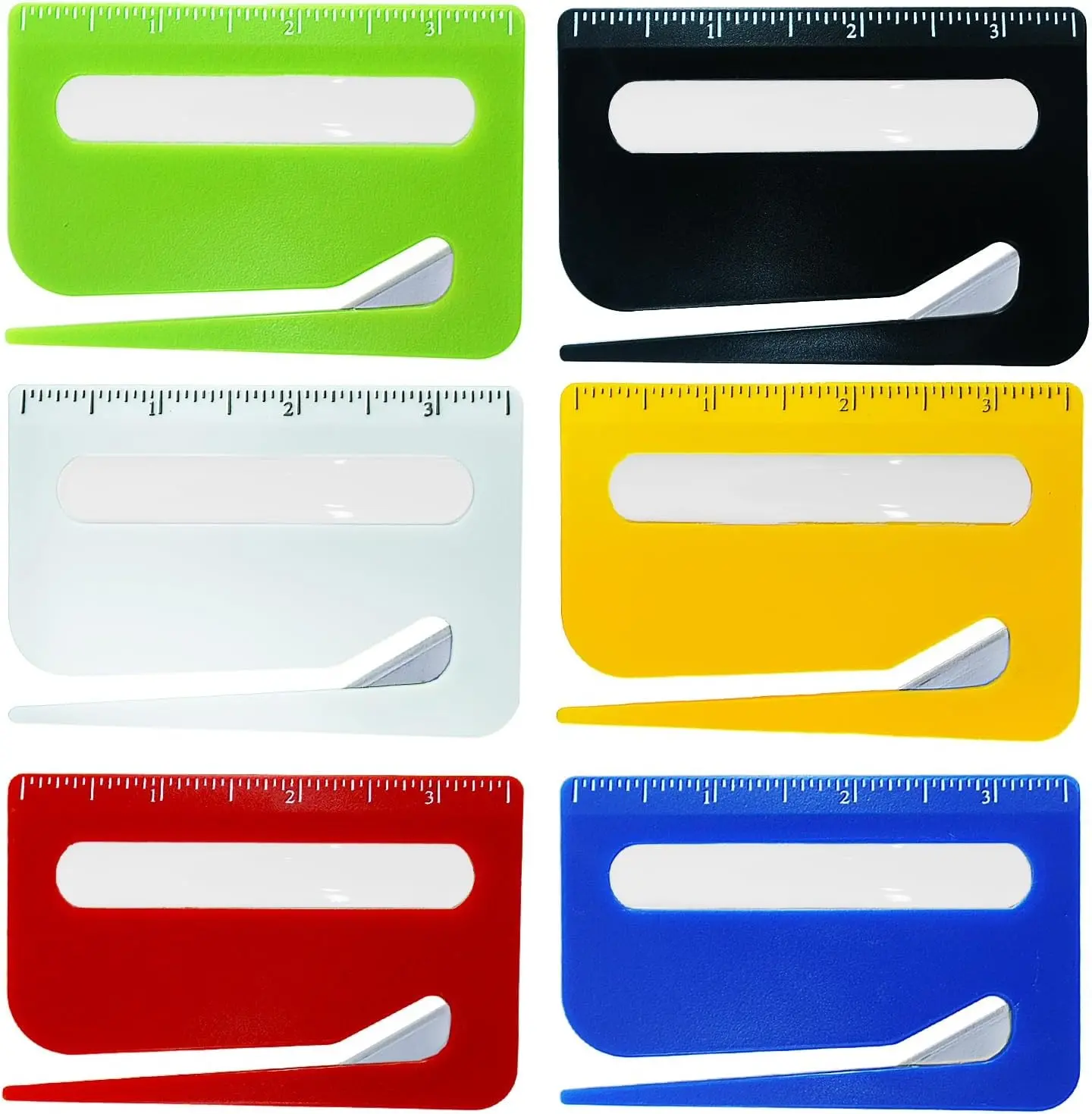 6Pcs Letter Opener Envelope Slitter with Concealed Blade Scale and Magnifying Glass Suitable for Office Workers and Students