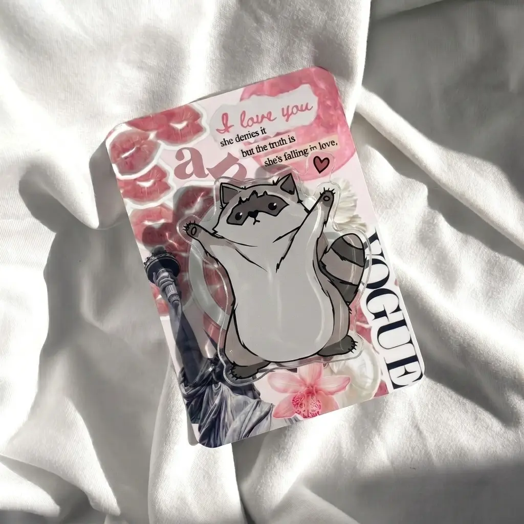 Cute Raccoon Phone Grip, Funny Trash Panda Phone Stand, Chonky Animal Phone Holder, Aesthetic Kawaii Raccoon Accessory, Humorous Birthday Gift for Friends