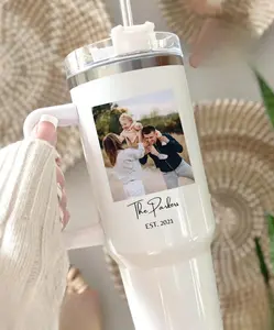 Personalized Photo Tumbler: Stainless Steel Travel Mug, Custom Family Gift